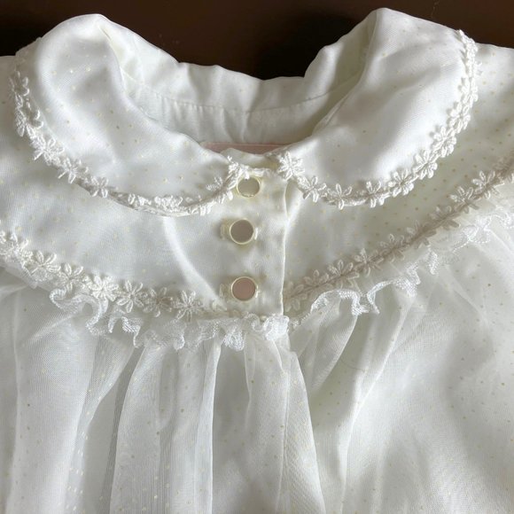 Baby White Nylon Floral Applique Christening Coat - Picture 10 of 12